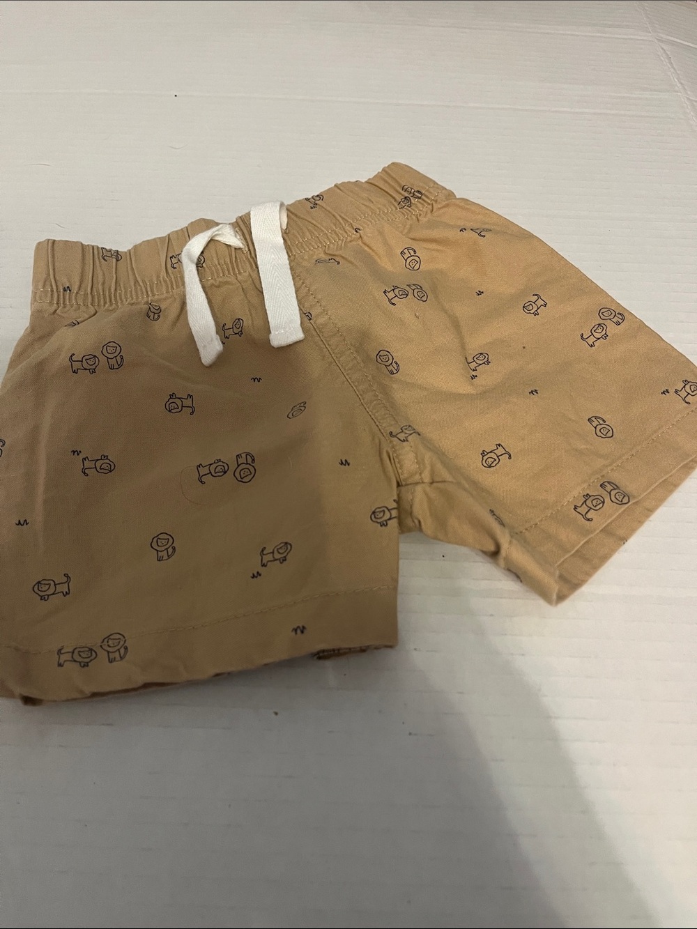 Carter's Tan Cotton Pull-On Shorts with Navy Doodle Print